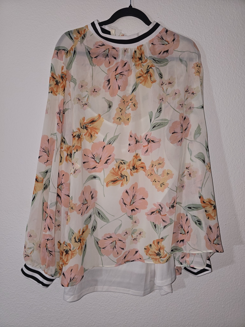 Cato Floral Chiffon Blouse - Pink, Peach, Green